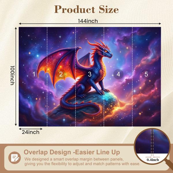 Red Barrel Studio Peel and Stick Wallpaper Cosmic Dragon Fiery Wings ...