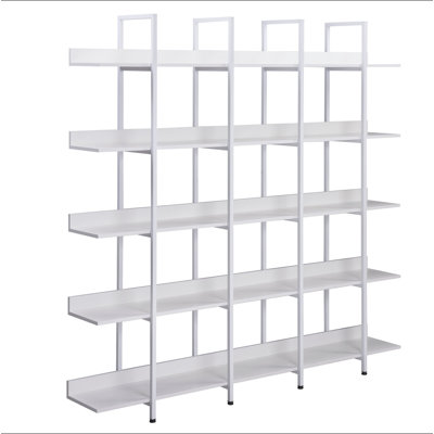 Bibliothèque à 5 niveaux avec bureau ouvert, tablette de style industriel rétro avec structure en métal