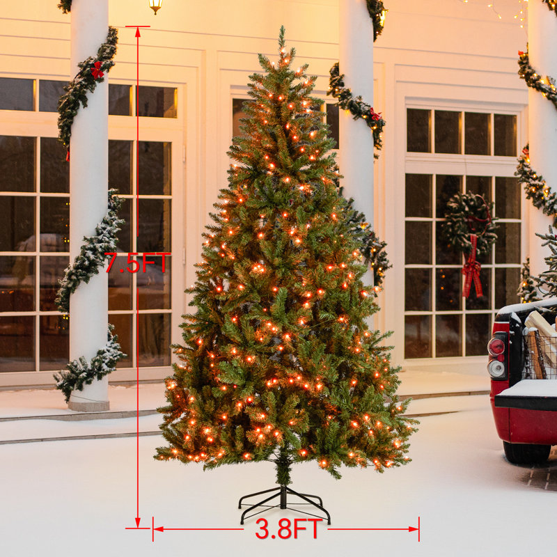 Arbre de Noël 7,5 pi pré-éclairé en PVC, arbre de Noël artificiel à changement de couleur RVB, 7.5ft