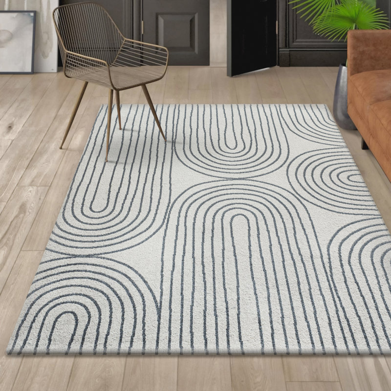 Tapis crème / gris foncé Jasmir, Rectangle 2 pi 11 po x 4 pi 11 po