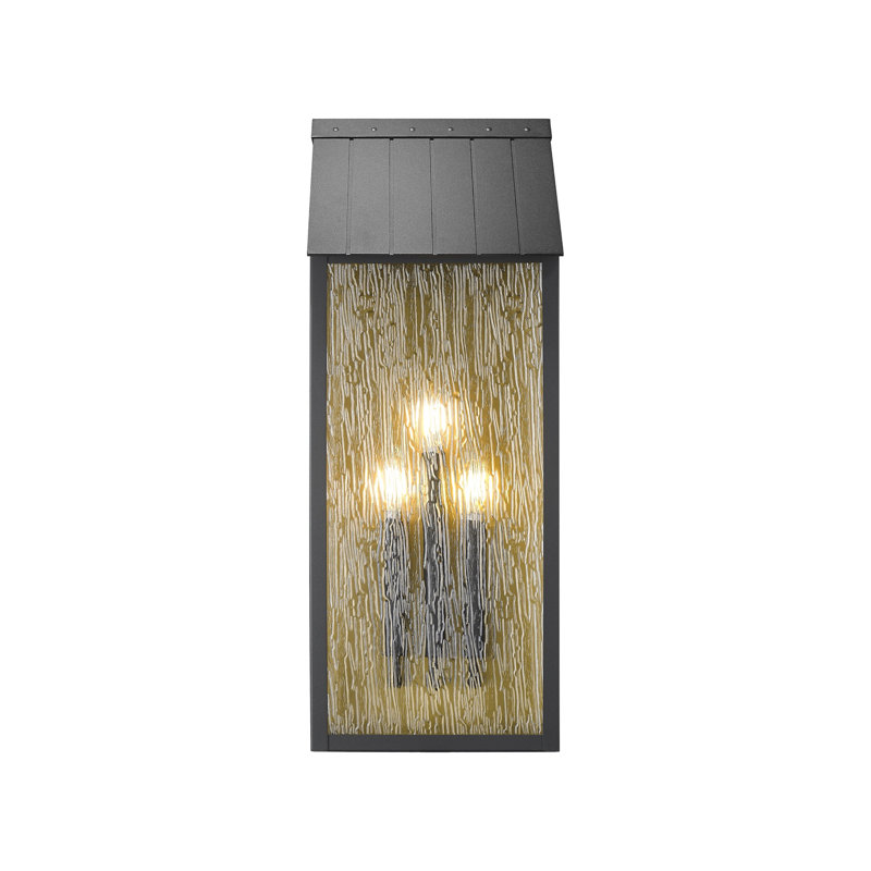 Applique murale d'extérieur Point - noir et laiton, H 25,5 po x l 10 po x P 6,25 po, 3 lumières