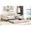 Lit de jour double avec literie beige et lit gigogne simple - Robuste et attrayant pour maximiser l'espace de la pièce