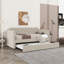 Lit de jour rembourré plateforme polyvalent pour le salon de la chambre à coucher Lit simple en velours beige chaud avec lit gigogne escamotable et chargement USB