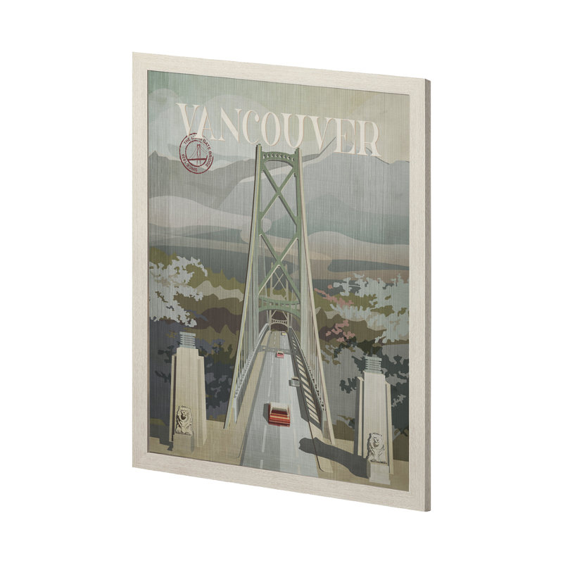 «Vancouver Go» par Simone, reproduction d'art encadrée sous verre, H 43 po x l 33 po x P 1,5 po, Cadre photo brun simple