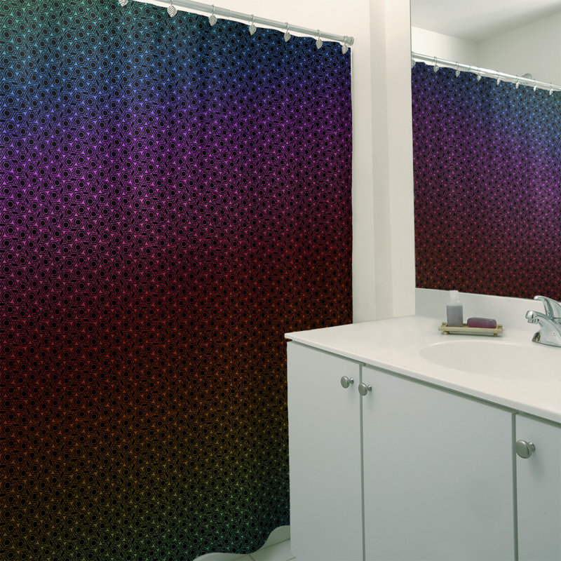 Rideau de douche simple hexagonal classique, Rouge / Vert / Jaune, Classic Hexagonal