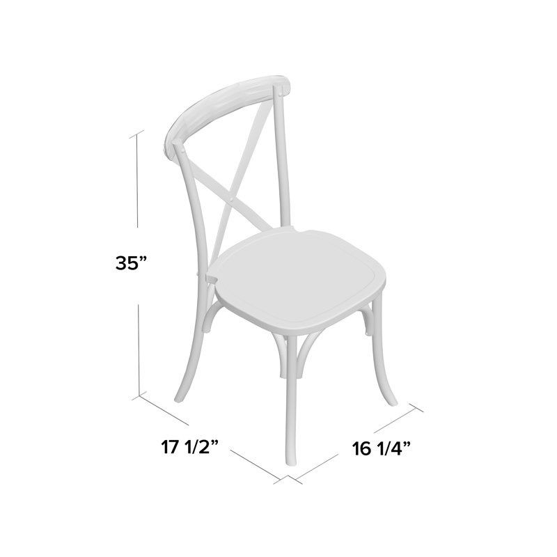Chaise d'appoint en bois massif, Blanc délavé