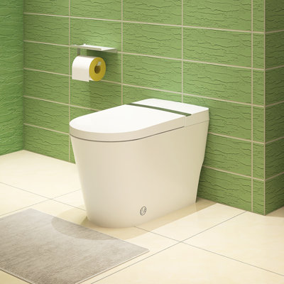 1 pièce, bidet intelligent en blanc avec siège chauffant, chasse d'eau à une touche et fonction de nettoyage à l'eau pulvérisée