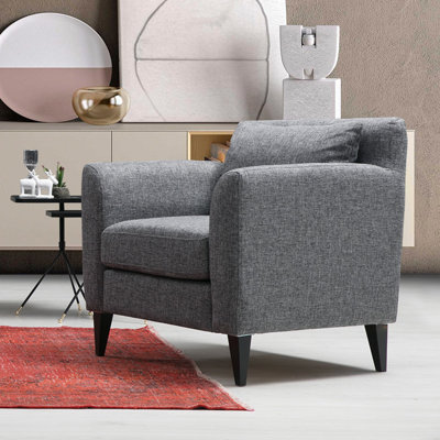 Fauteuil à oreilles élégant, gris foncé (anthracite), 31,5 po x 29,9 po x 32,7 po | Structure en bois de hêtre durable et en carton, tissu 100% polyester | Siège à ressorts halogènes confortable, coussins portables, design industriel moderne