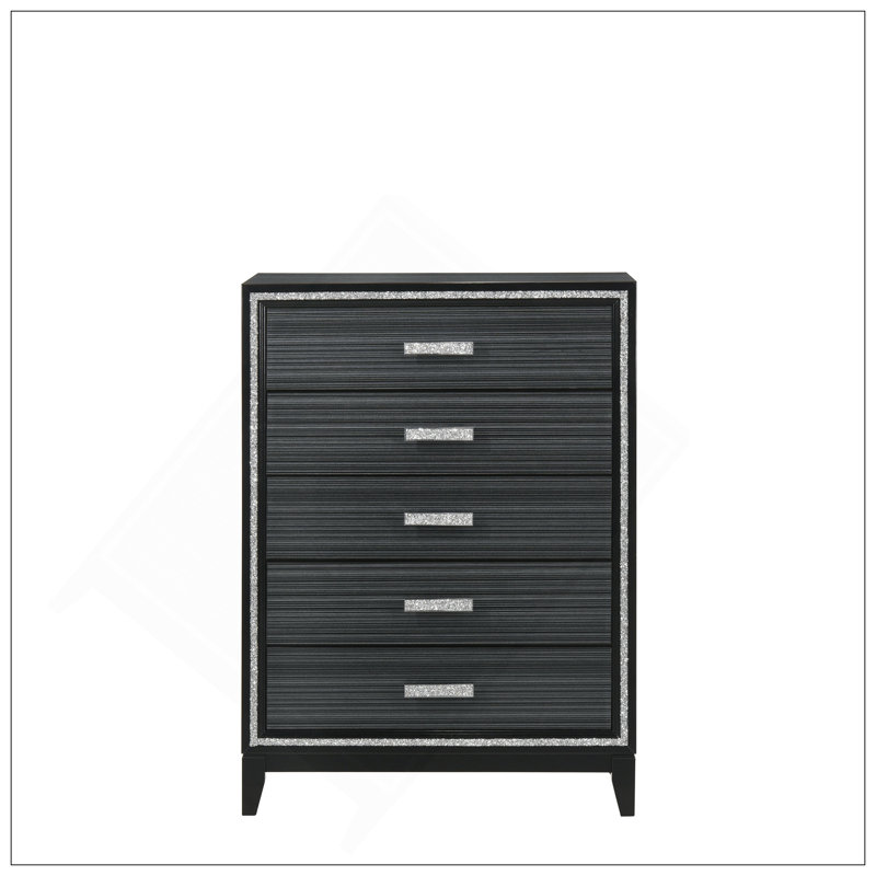 Haiden Weathered Black Finish Chest, Black