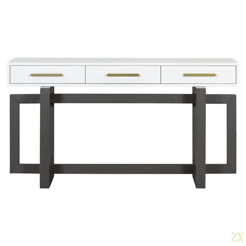 Elegant Console Table With Three Drawers, Extra Long Entryway Table For Entryway, Hallway, Living Room, Foyer, Corridor, Gray