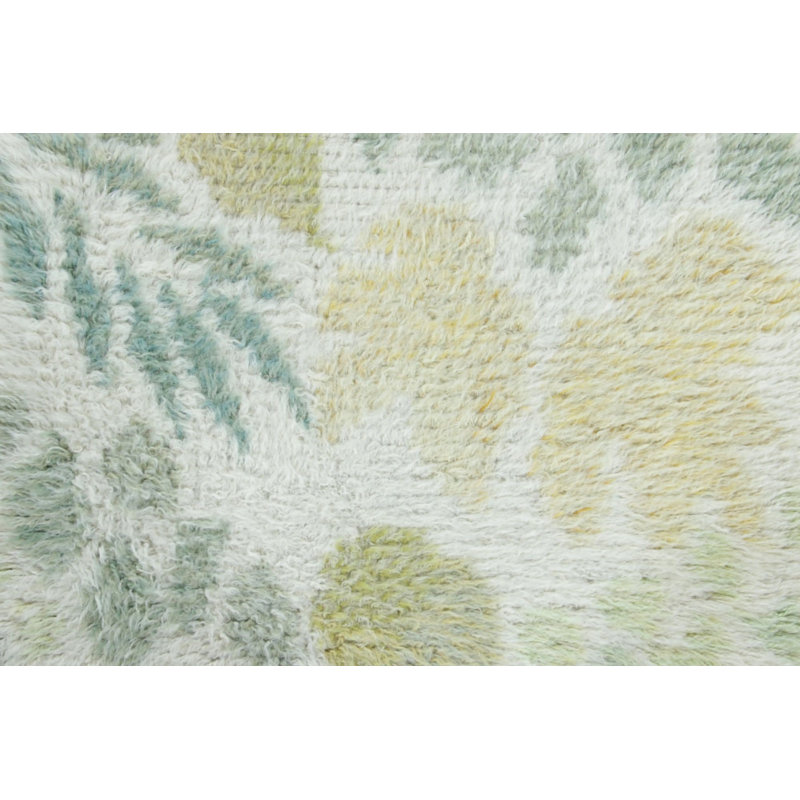 Vintage Swedish Rya Rug In Blue With Green & Beige Floral Pattern -  Rug & Kilim