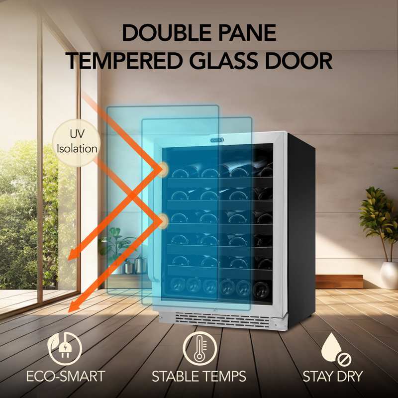 Whynter 24'' width 46 Bottle Single Zone Built-In Wine Refrigerator with Lock