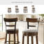 Tabouret de bar pivotant de 30 po de hauteur pub avec dossier rembourré, garniture cloutée, structure en métal et bois, brun