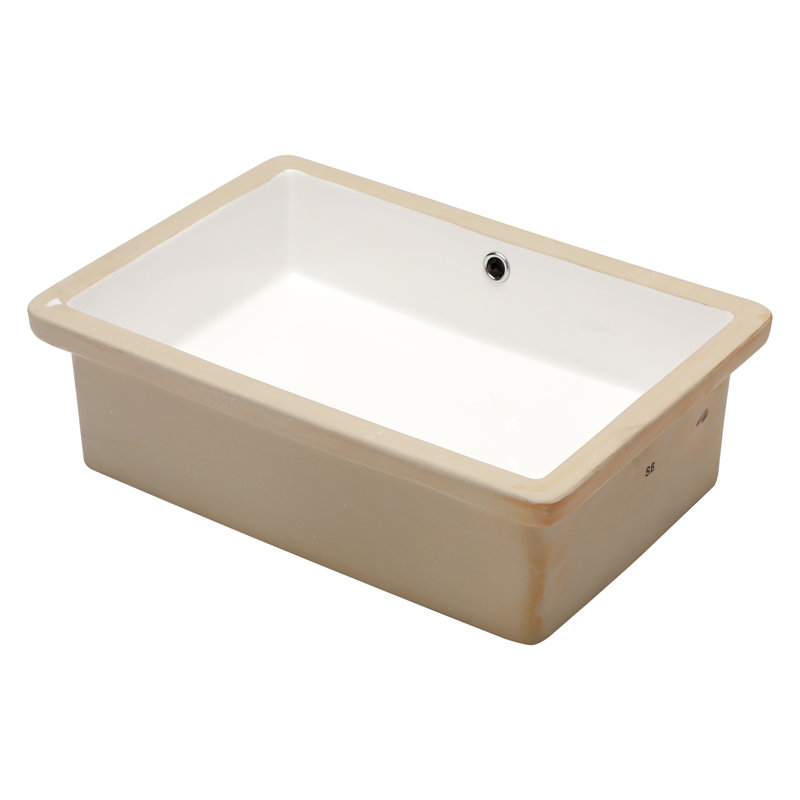 22" x 15-1/2" White Ceramic Rectangular Undermount Bathroom Sink with Overflow Lavatory Vanity Sink