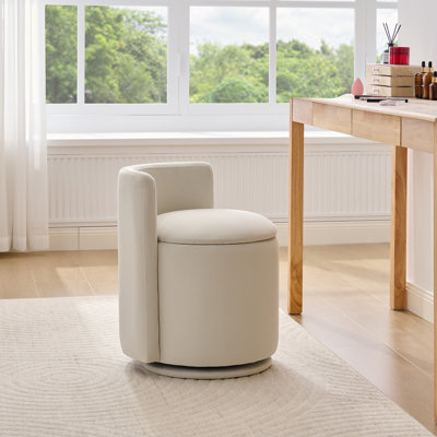 Petit fauteuil d'appoint rembourré avec dossier incurvé, coiffeuse pivotante à 360 ° confortable en velours pour salle de maquillage, chaise de salle à manger convenant à une table d'une hauteur de 27 à 32 po
