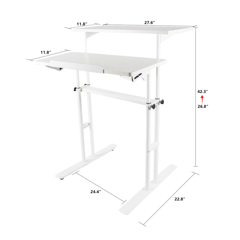 Bureau debout à hauteur réglable Barsky, Blanc