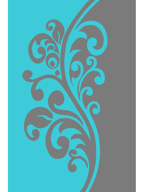 Tapis floral turquoise, Rectangle 7 pi 10 po x 10 pi 2 po