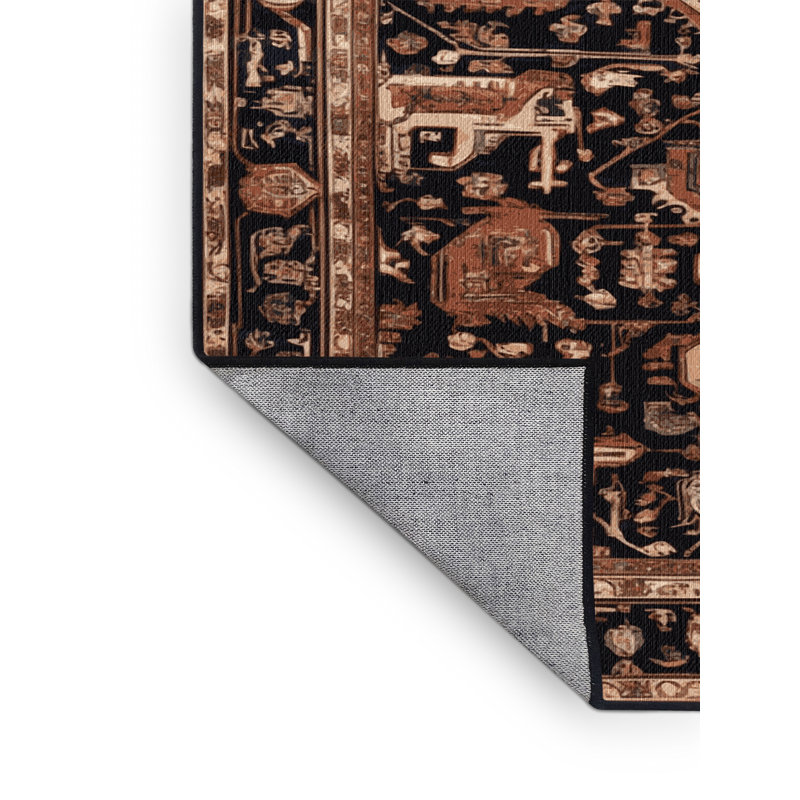 Tapis brun lavable à la machine, Rond 5 pi