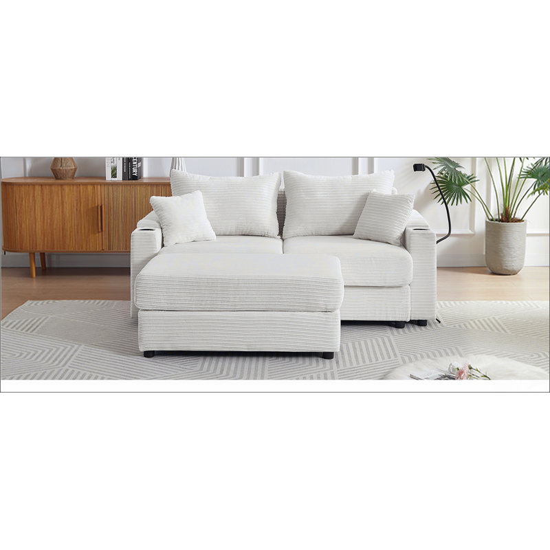 Canapé modulaire avec causeuse 72,8 "avec espace de rangement et repose-pieds mobile