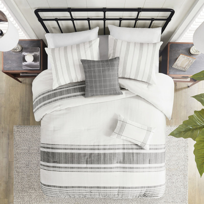 Édredon 100% coton très grand - gris et blanc pour la chambre à coucher grâce au sommeil de qualité blanc / gris