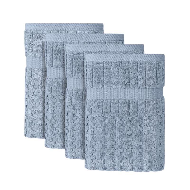 Ensemble de 4 serviettes Willow - 100% coton peigné, 630 g / m² de qualité supérieure, bleu, ultra doux et très absorbant (4 serviettes à main)