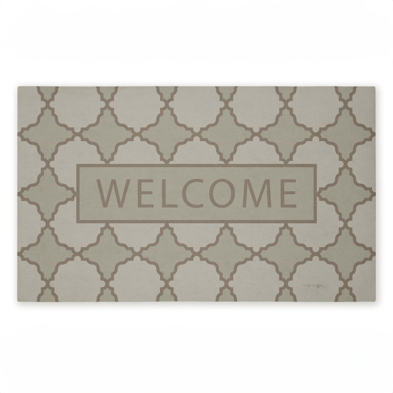 Tapis de porte d'extérieur imprimé géométrique «Welcome», par Tim Coffey, 18 po x 30 po