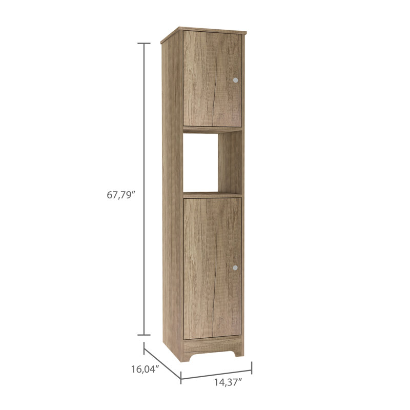 Armoire à linge ibis, portes doubles, quatre tablettes intérieures, deux armoires - chêne clair