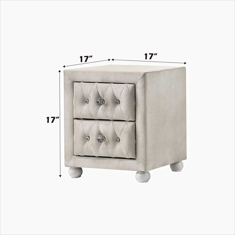 Beige Fabric Nightstand