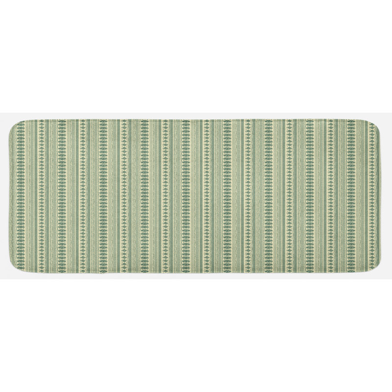 Rustic Striped Synthetic Kitchen Mat