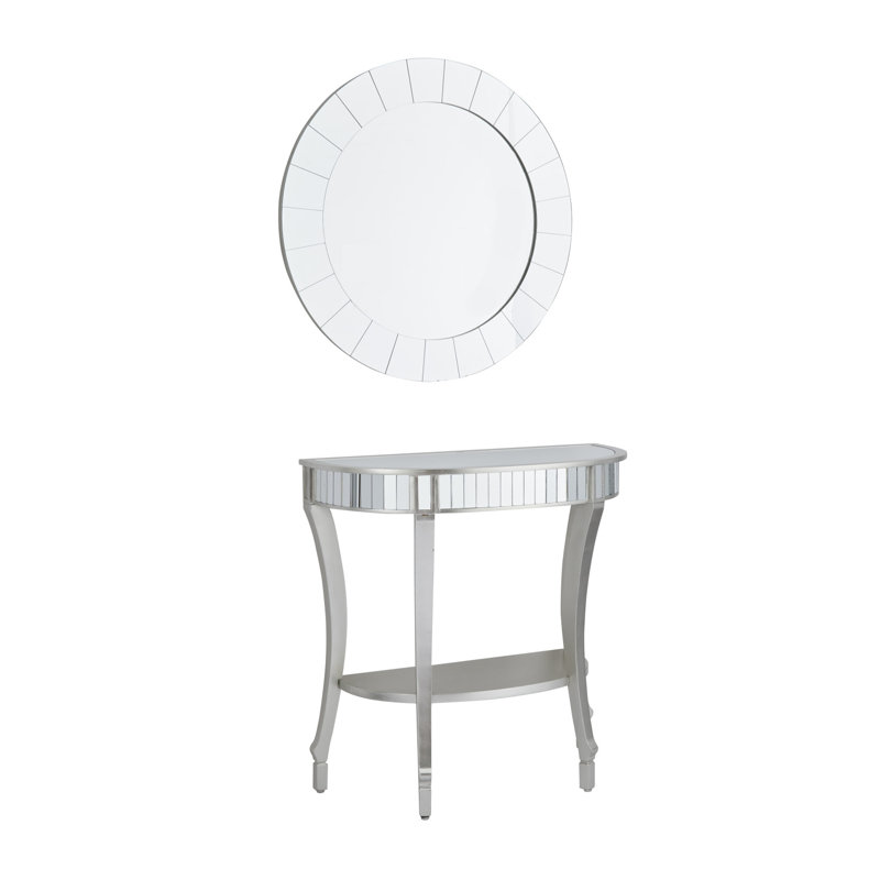 Nya 32.25'' Solid Wood Console Table and Mirror Set