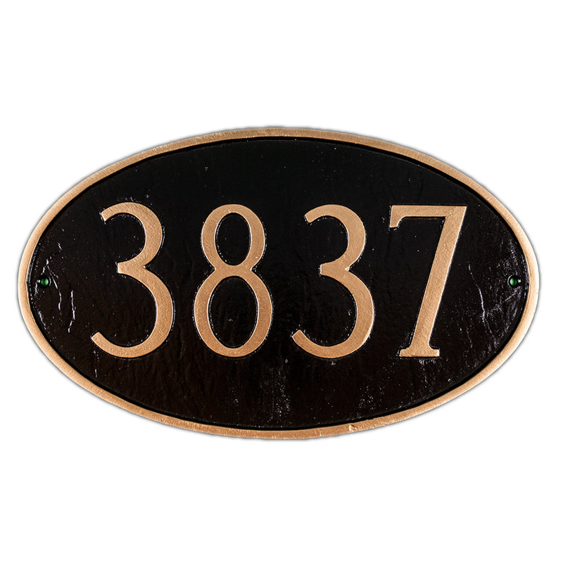 Plaque d’adresse murale sur 1 ligne, Bleu de mer / Argent, Oui