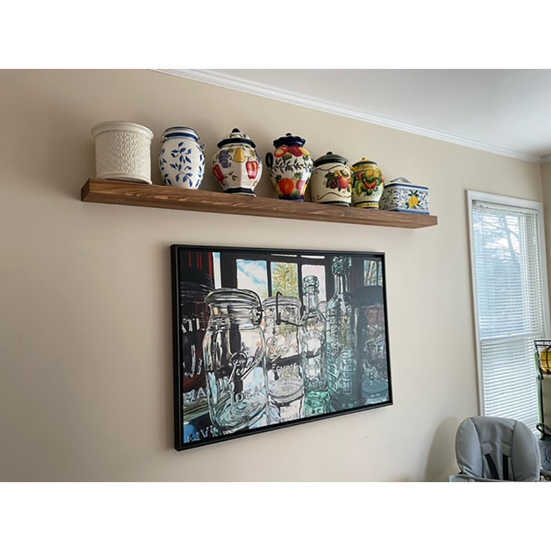 Devyn 1 Piece Solid Wood Floating Shelf, 2" H x 72" W x 8" D, White