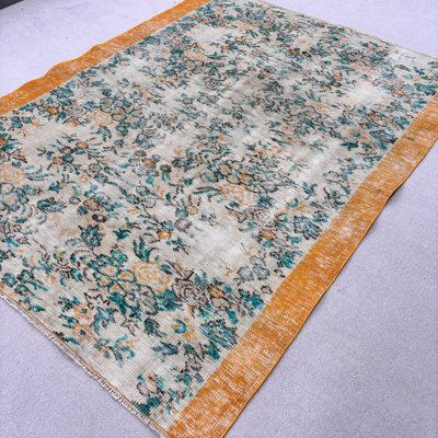Tapis bleu traditionnel rétro, 72,4 x 92,9 pouces