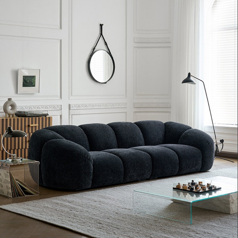 Canapé noir français au design rétro