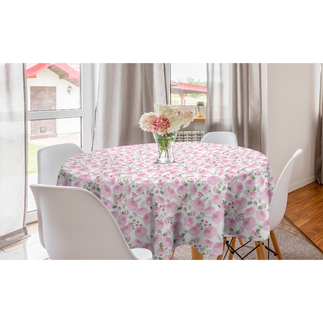 Runde Tischdecke, Ranunculus Frühling, Blumen, Baby Pink Getrocknete Rose