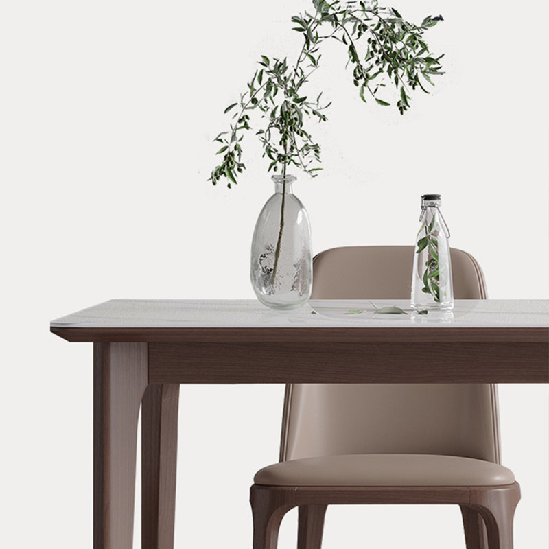 Modern solid wood rock plate dining table sets., 29.53"H x 78.74"L x 35.43"W