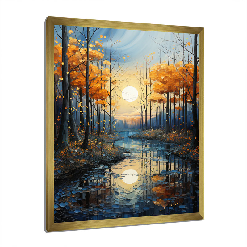 River Azure Bold III - impression, Encadrement doré, H 44 po x l 34 po x P 1,5 po