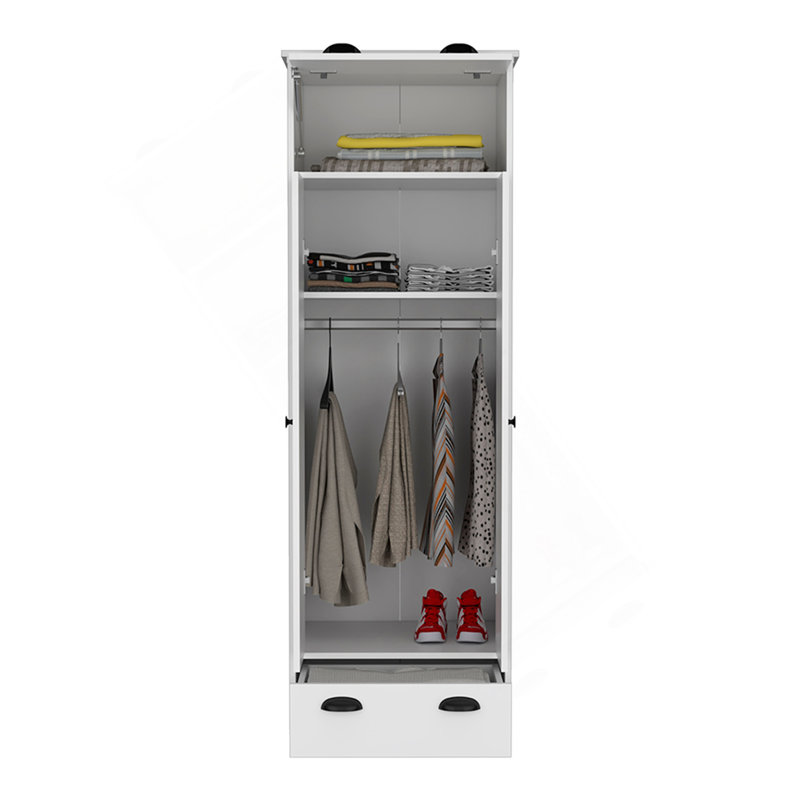 Armoire Dumas, chambre à coucher, blanc, Blanc