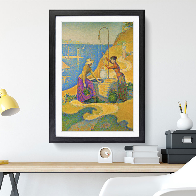 Women at the Well by Paul Signac - Picture Frame Painting, Black Framed, 36cm H x 27cm W x 2cm D