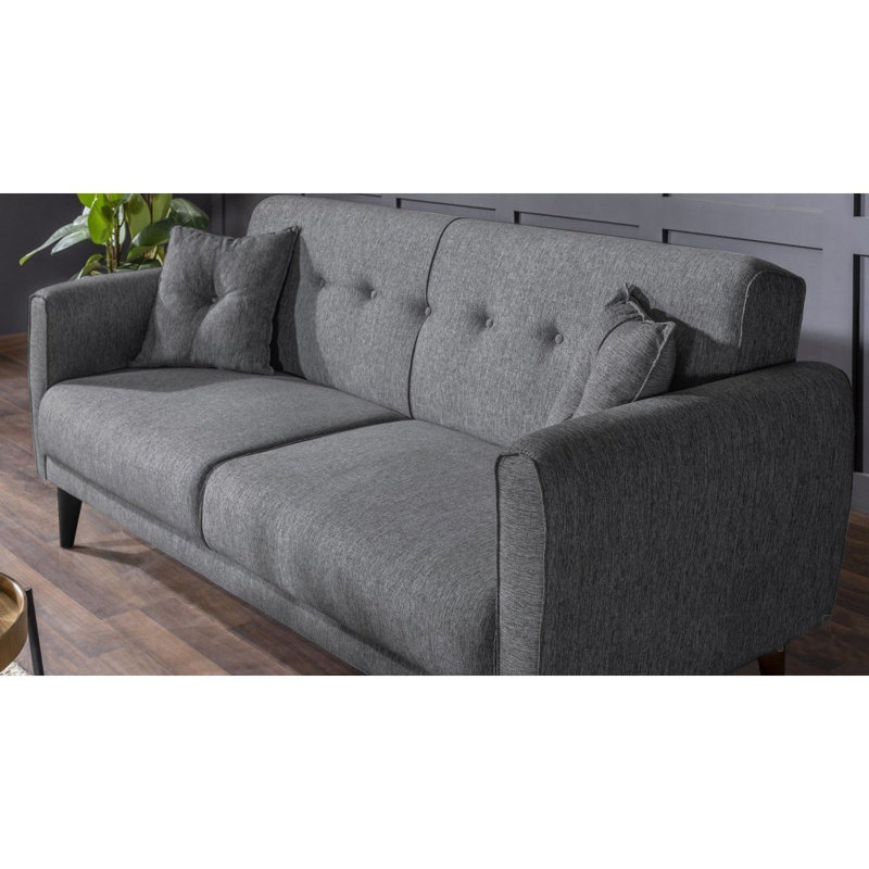 Canapé-lit tapissier Sky, Polyester 100 % gris foncé