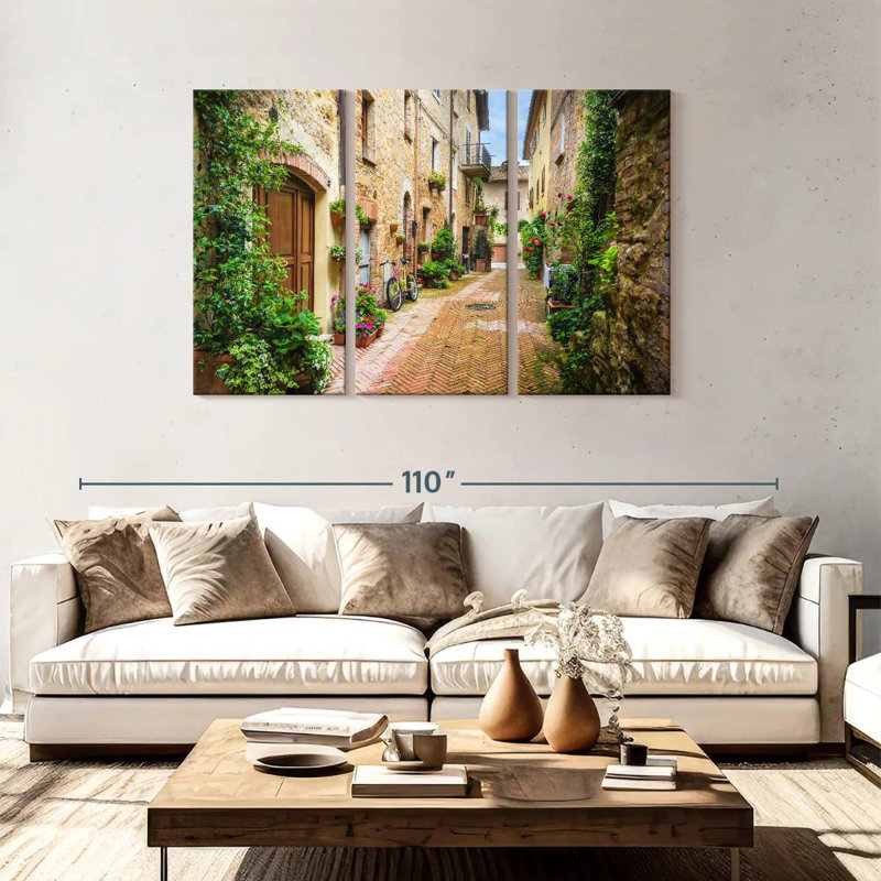 Kavia, pittoresque rue toscane, H 48 po x l 74 po