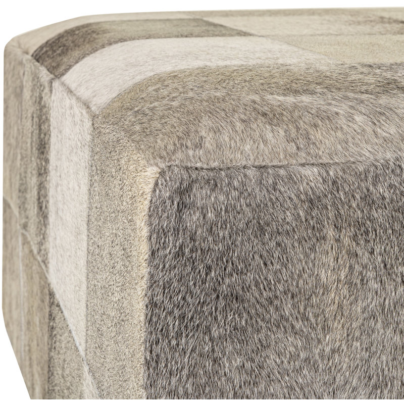Holton Leather Ottoman, Gray Genuine Leather
