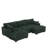 5 - Piece Upholstered Green Faux Rabbit Fur Flannel Reversible Modular Sofa Living Room Sectional Couch with Ottoman-850720672-850720673