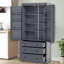 Armoire de salle de bain autoportante haute avec tablettes réglables, supports de porte et tiroirs - crème / blanc / gris-286678519