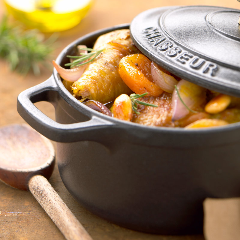 Symple Stuff Cast Iron Round Dutch Oven, Matt Black, 1.8L