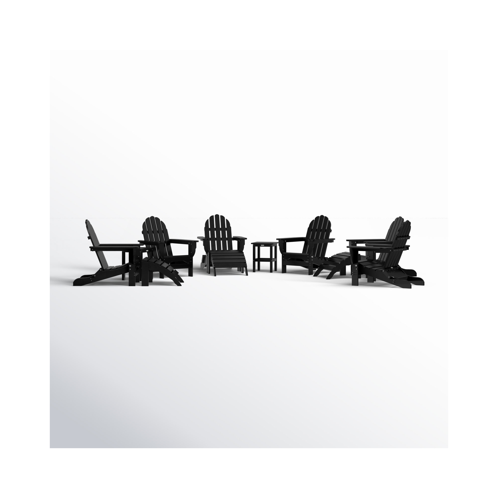 Leighton Foldable Outdoor Adirondack Set, Black