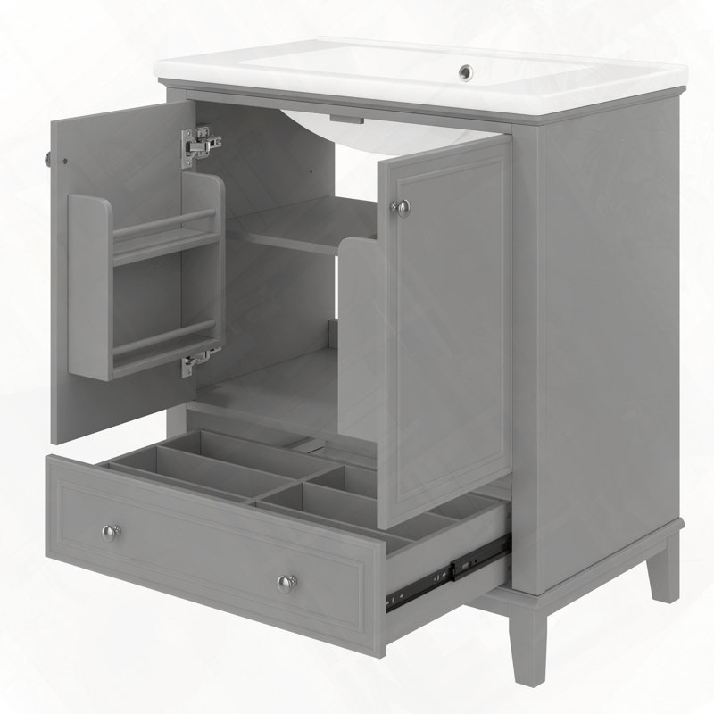 Ensemble de meuble-lavabo avec tiroir réglable, Grey