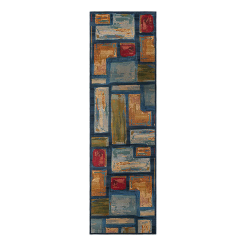 Tapis intérieur / extérieur bleu Merrimac, Tapis de couloir 2 pi 7 po x 12 pi