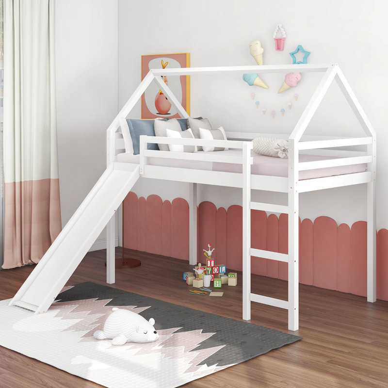 Lit mezzanine avec glissade, lit maison avec glissade