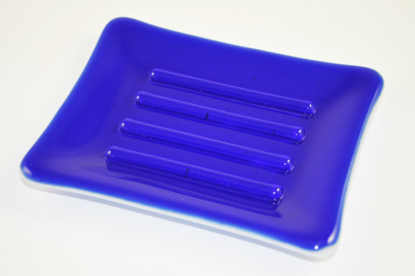 Soap Dish, Cobalt and White